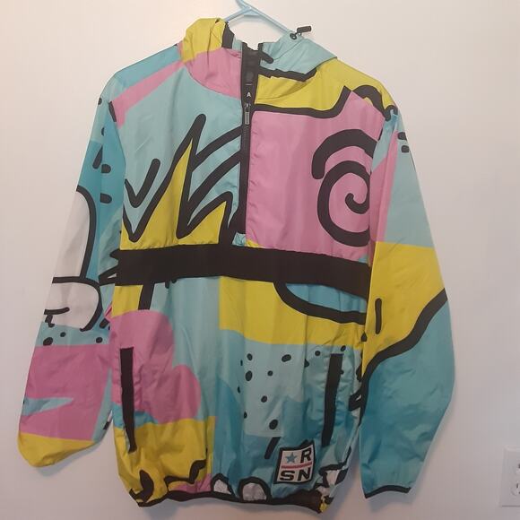 Reason Other - Vintage Reason Men’s M Colorful Pullover Hoodie Windbreaker Jacket 1/4 Zip
